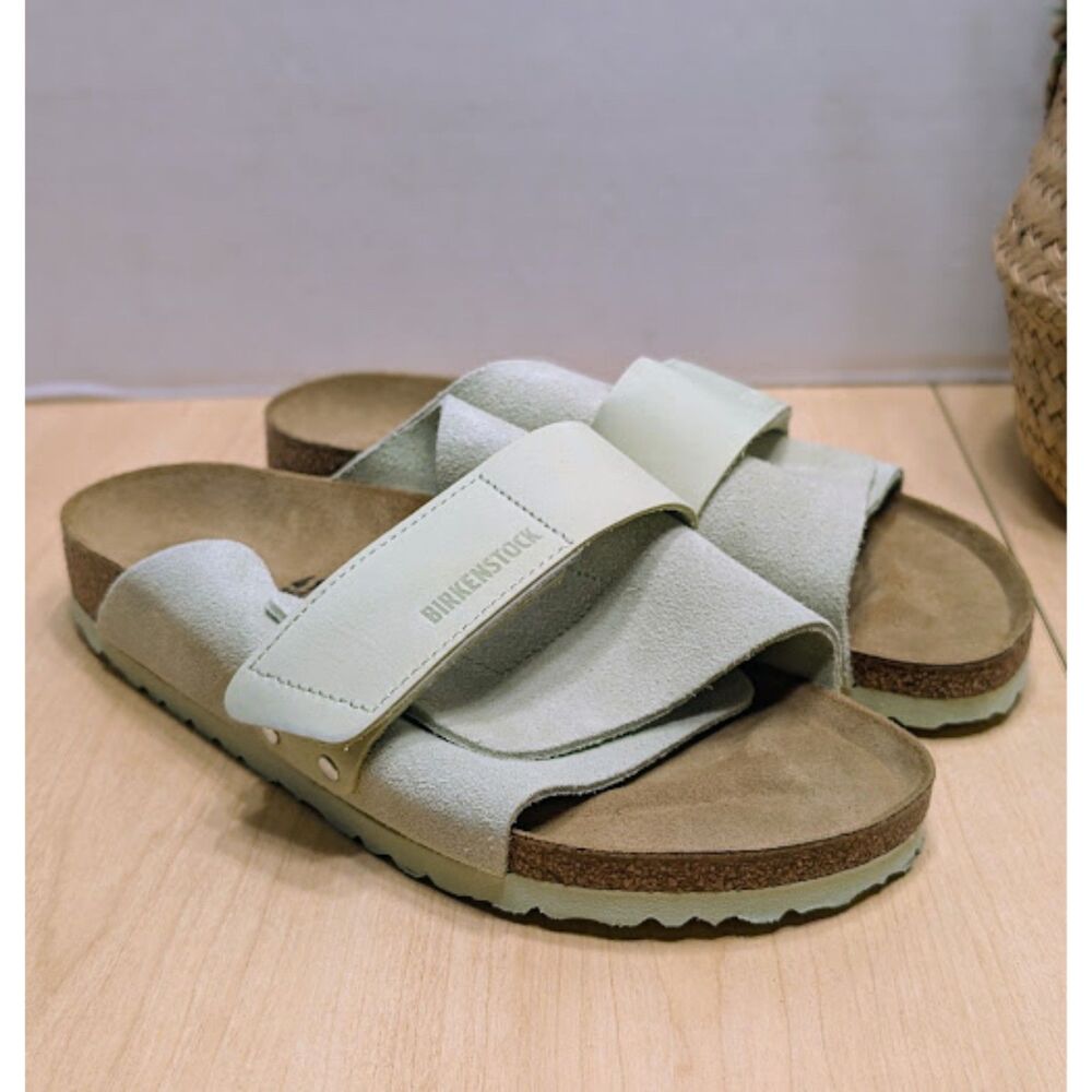 Birkenstock Kyoto Green Suede & Leather Slide Sandals Women's 10 EU 41 NWT - Picture 3 of 13